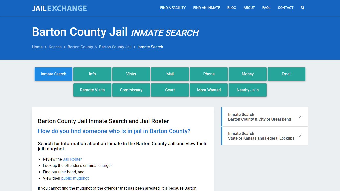 Inmate Search: Roster & Mugshots - Barton County Jail, KS