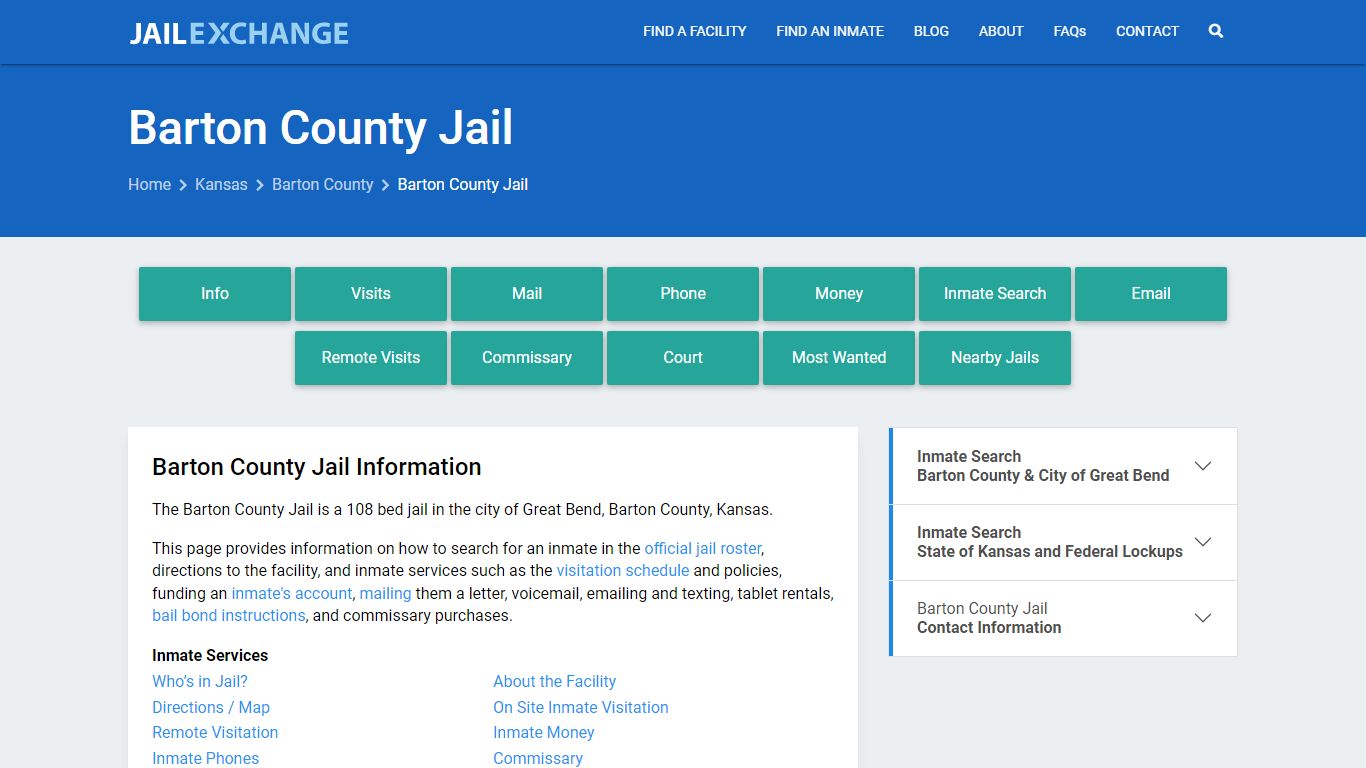 Barton County Jail, KS Inmate Search, Information